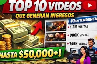 crea un poderoso top 10 de videos de youtube que generen ingresos 50k