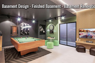 design a gym, basement, theater or yoga space