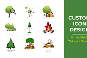 do trendy modern custom icon set for your brand in any style
