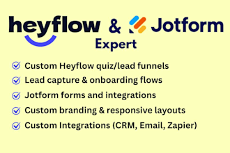 create heyflow quiz funnels, lead funnels, onboarding flows and jotform forms