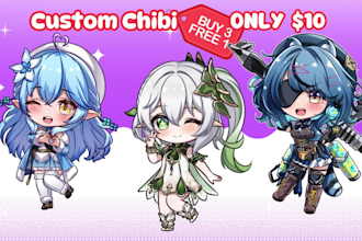 draw cute anime chibi character art kawaii, fanart, pfp, vtuber