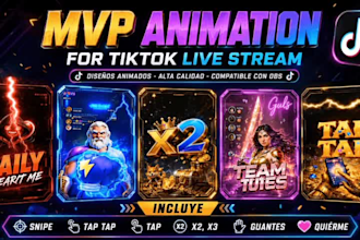 create custom tiktok overlay animations for live,mvp,battles