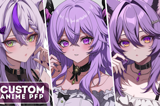 custom anime art character design for fanart pfp vtuber oc manga or concept art