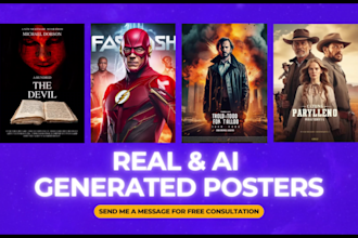 design a cinematic movie poster, film poster or music poster