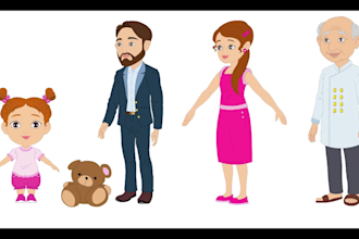 create cute 2d character design for 2d animation