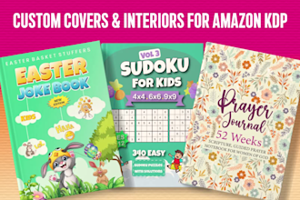 design amazon KDP low no content and kids activity book cover or interior