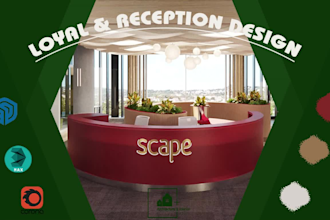 create realistic images for the lobby, reception desk