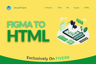 convert figma to HTML, PSD to HTML, xd to HTML