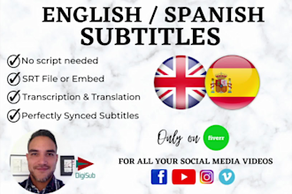 add subtitles to your video in english or spanish
