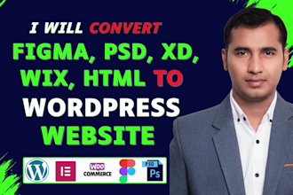 convert psd to wordpress, figma to wordpress, xd to wordpress website design