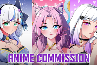 draw anime vtuber design, pfp, fan art, and original character illustration