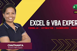 automate excel tasks using vba, advanced formulas and create dashboards