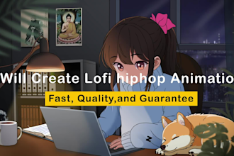 create lofi loop animation illustration and animated gif