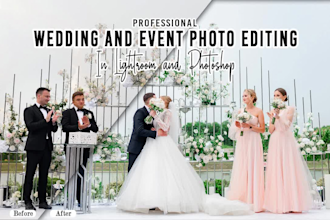 do wedding photo editing and event photo retouching in lightroom