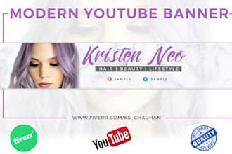 design attractive and minimalist youtube banner, channel art