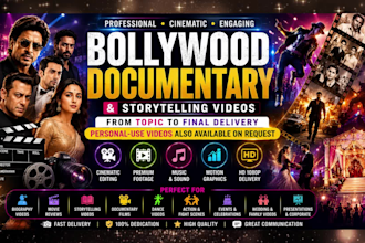 create professional bollywood documentary, storytelling and youtube videos