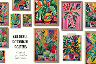 provide a set of colorful botanical illustrations