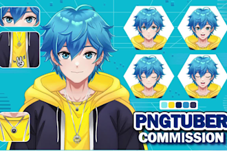 draw custom pngtuber model avatar in anime style for stream