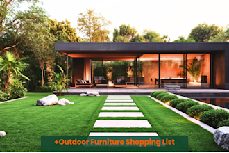 3d exterior design villa patio balcony, backyard, roof garden shopping list