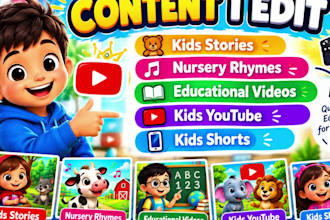 edit engaging kids youtube videos, nursery rhymes and stories