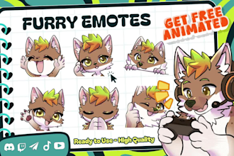 draw furry telegram stickers, twitch emotes, and fursona discord emoji