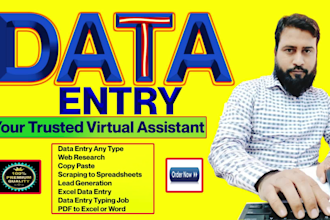 do data entry typing work jobs, web research, data scraping and copy paste