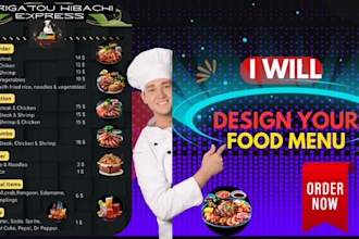 design menus, flyers, banners, shirt designs for restaurants, bars, food trucks