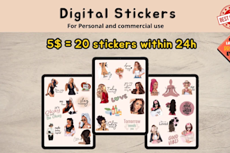 create digital stickers for digital planner journal or etsy