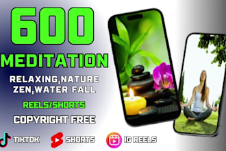 create 600 meditation, relaxing, nature music youtube shorts videos