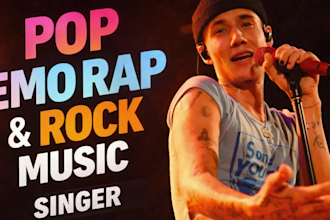 be your male singer, songwriter, producer for pop, emo rap, and rock music