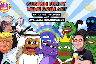draw funny custom meme coin art for your website and social media