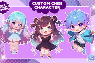 draw chibi art cute character in anime style for you