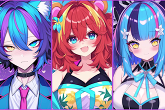 draw anime character art for your pfp, avatar icon, original character design