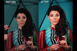professional portrait retouching skin smoothing, blemish removal color grading