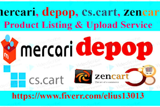 do product listing, upload or add products to mercari, depop, cscart, zencart