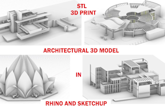 create detailed rhino and sketchup 3d models for architectural project