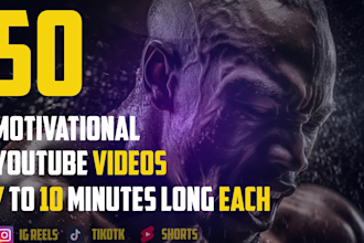 create 50 monetizable motivational videos for youtube