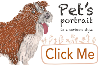 create cartoon pet portrait or animal portrait from your photo