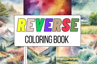 create watercolor reverse coloring book pages for amazon KDP