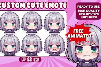draw custom cute chibi emotes for your stream or discord, youtube, and twitch