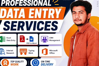 do excel word CRM data entry and web research professionlly