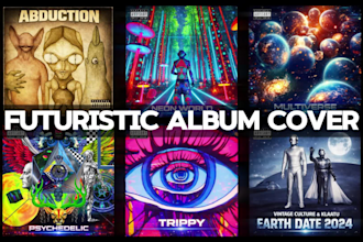 create a futuristic album, mixtape or single cover