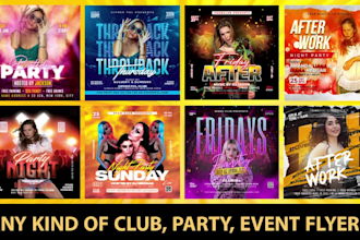 create a modern club, event, birthday, party flyer design