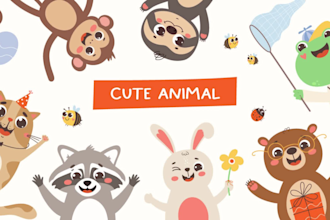 create cartoon vector animal in a simple style