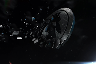create epic 3d shatter stone logo intro