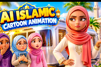 create unique ai islamic video, ai islamic story,kids learning ai bible video