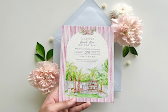 hand paint baby shower, baptism or birthday invite with watercolour