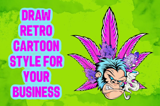 draw retro cartoon style for your medical business