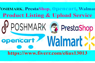 do product listing, add products to poshmark, prestashop, opencart, walmart site