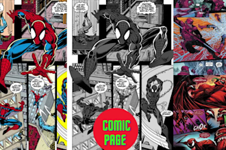 draw marvel superhero comic book illlustration page comic stripe graphic novel